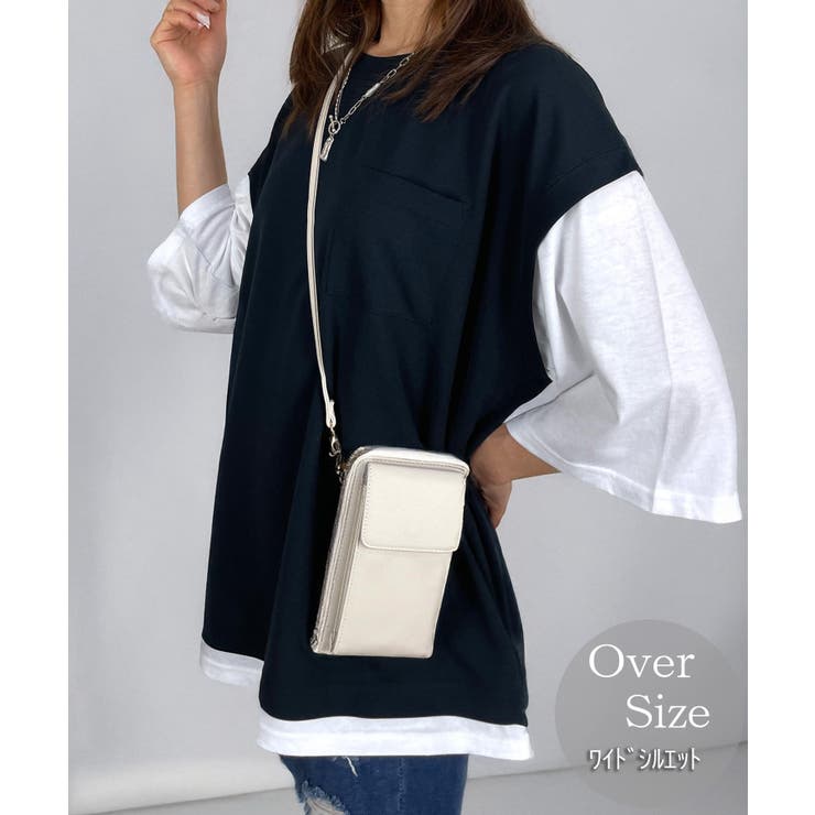 GROOVY STORE 【オーバーサイズ】ベスト風 Tシャツ 上品 ジョーゼット #無地 Tシャツ T トップス