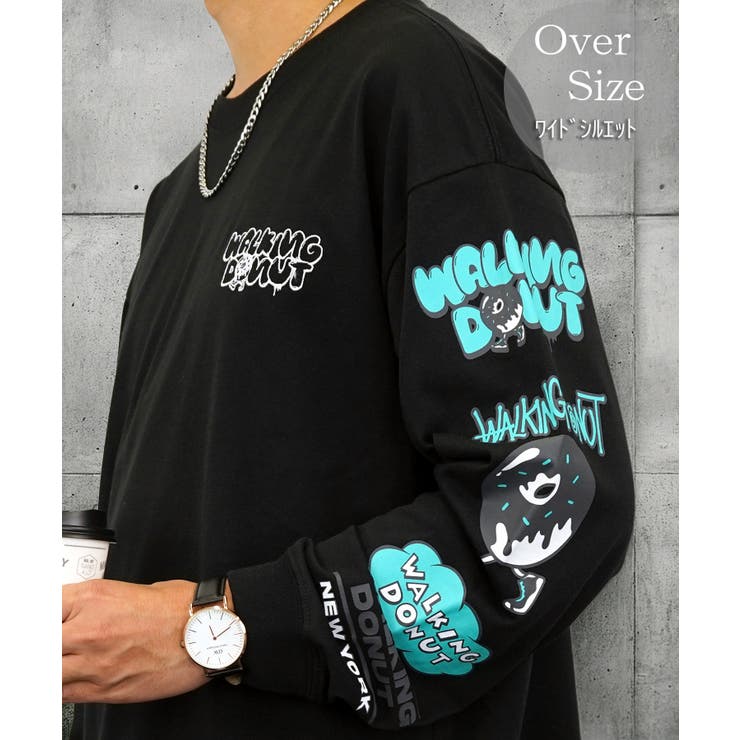 【10%OFFクーポン!11/27(木)1:59まで】GROOVY STORE 【WALKING DONUT】 ロンT #グラフィックTシャツ #ドーナツ#スト...