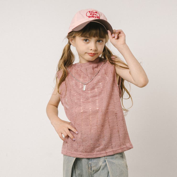 【10％OFFクーポン！11/27(木)1:59まで】URBAN CHERRY 【ネックレス付】ダメージノースリーブトップス ..