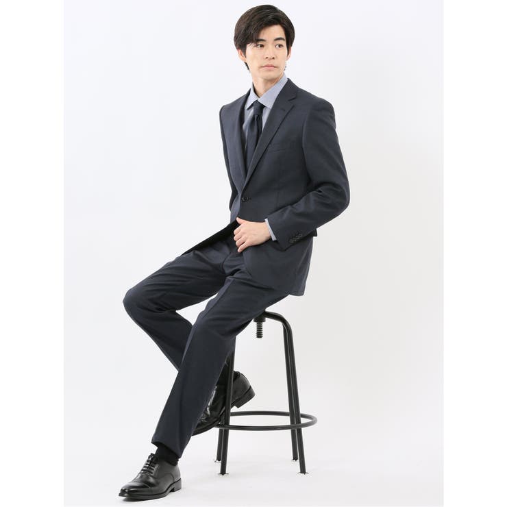 【10%OFFクーポン!11/27(木)1:59まで】TAKA-Q MEN ウール調 ストレッチウォッシャブル スリムフィット 2ボタン2ピーススーツ チェック...