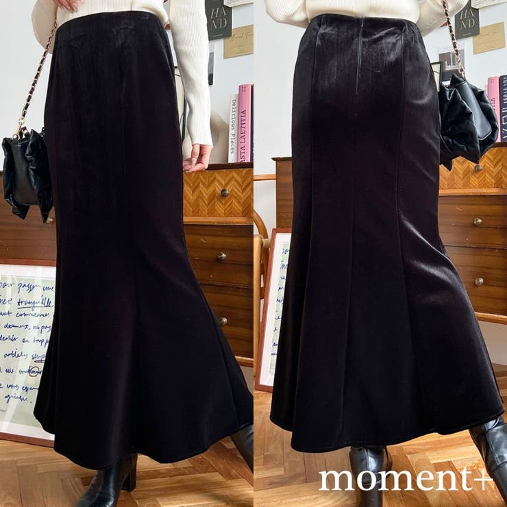 moment+ マーメイドフレアベロアスカート スカート