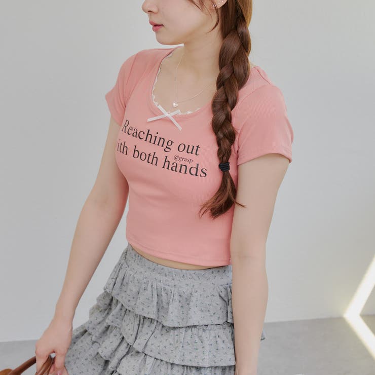 NICE CLAUP / OLIVE des OLIVE　OUTLET 【MARCHES】衿ぐりレーステレコT トップス