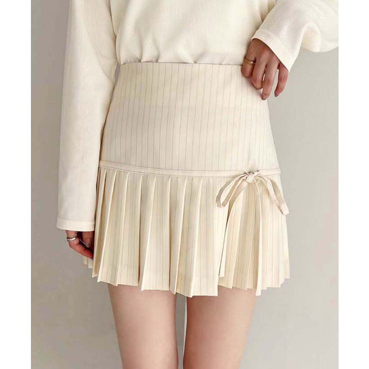 NICE CLAUP / OLIVE des OLIVE　OUTLET 【one after another】リボン付きプリーツスカート スカート