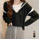 【マラソン期間中 5%OFFクーポン】Miniministore フード付きニットトップス レイヤード風 トップス