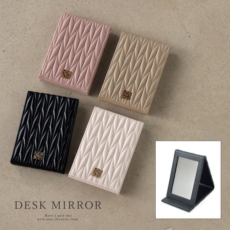 ALTROSE スタンドミラー ミラー 鏡 卓上 折りたたみ 折り畳み 手鏡 自立 スタンド キルト キルティング..