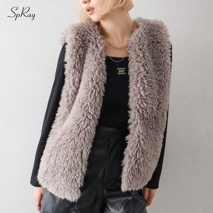 SpRay くるくるファーベスト トップス