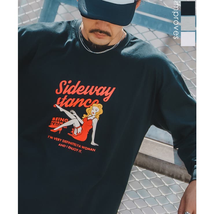 【10％OFFクーポン！1/16(金)1:59まで】improves 長袖Tシャツ メンズ SIDEWAY STANCE サイドウェイスタンス ロンT カットソー レトロウーマン アメカジ カジュアル Y2K ストリート 90s レトロ 韓国ファッション