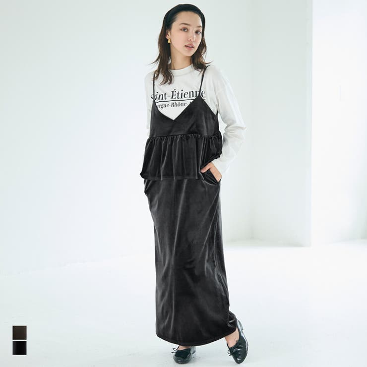 coca ベロアドッキングキャミワンピース レディース ワンピース・ドレスのサムネイル