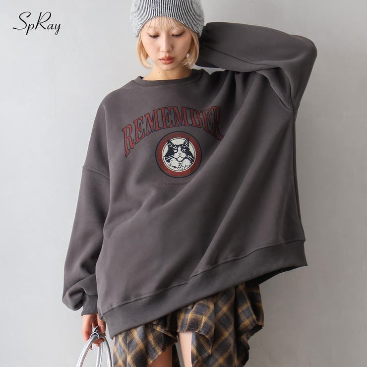 SpRay ネコカレッジスウェット トップス