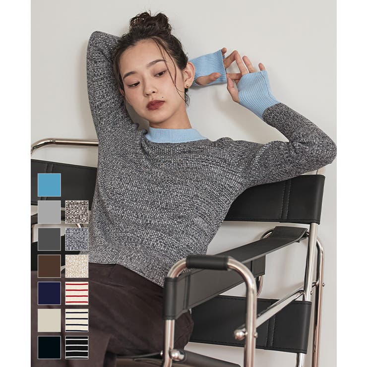 titivate 配色フィンガーリブニット【miette ミエット】 トップス