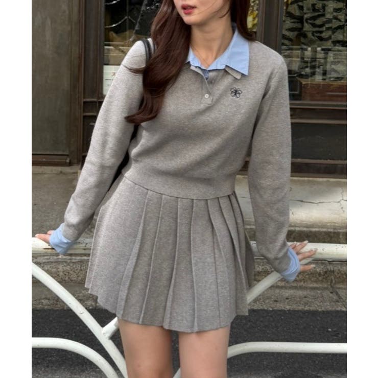 NICE CLAUP / OLIVE des OLIVE OUTLET 【Web限定】ドッキングポロ&ミニプリーツスカート ワンピース・ドレス