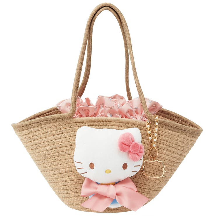 Skater ぬいぐるみ付き かご風バッグ かご バッグ かばん かわいい キャラクター スケーター skater KNBB1 キティ ハローキティ キティちゃん 女の子【インナーバッグ付き チャーム付き 可愛い】 バッグ・鞄