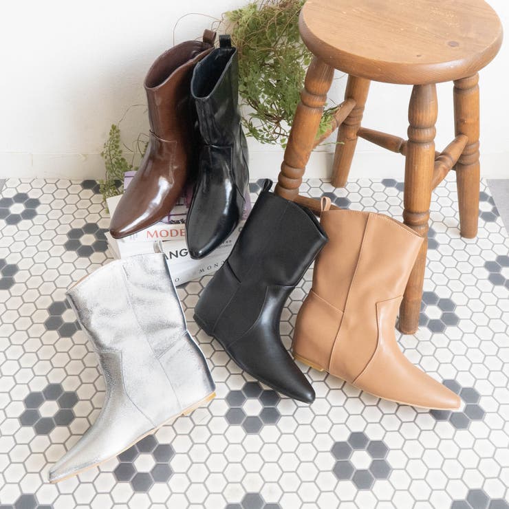 FABBY FABBY. インヒールワイドショートブーツ シューズ・靴