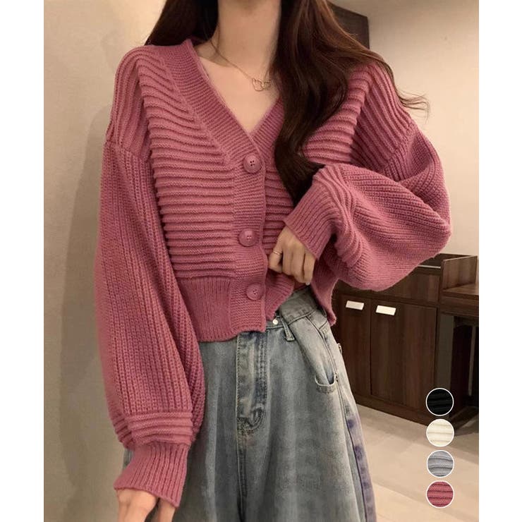 Miniministore ニットカーディガン ショート丈 韓国風 トップス
