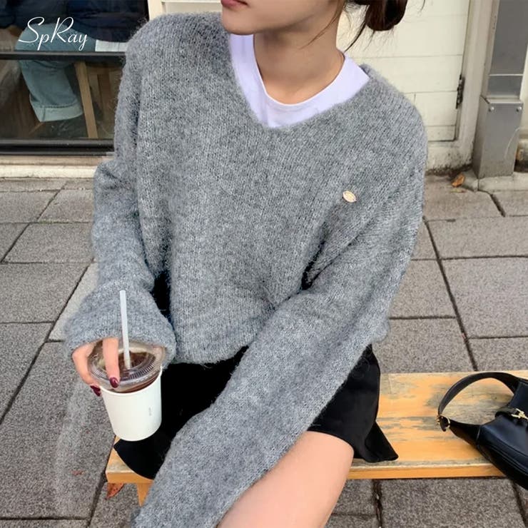SpRay プレート付きニット トップス