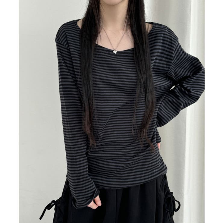 VIVID LADY 2WAY ボーダーカットソー ロンT トップス