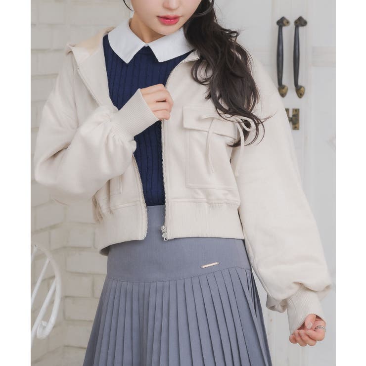 【10％OFFクーポン！1/16(金)1:59まで】RETRO GIRL スエードリボンパーカー アウター(コート・ジャケットなど)