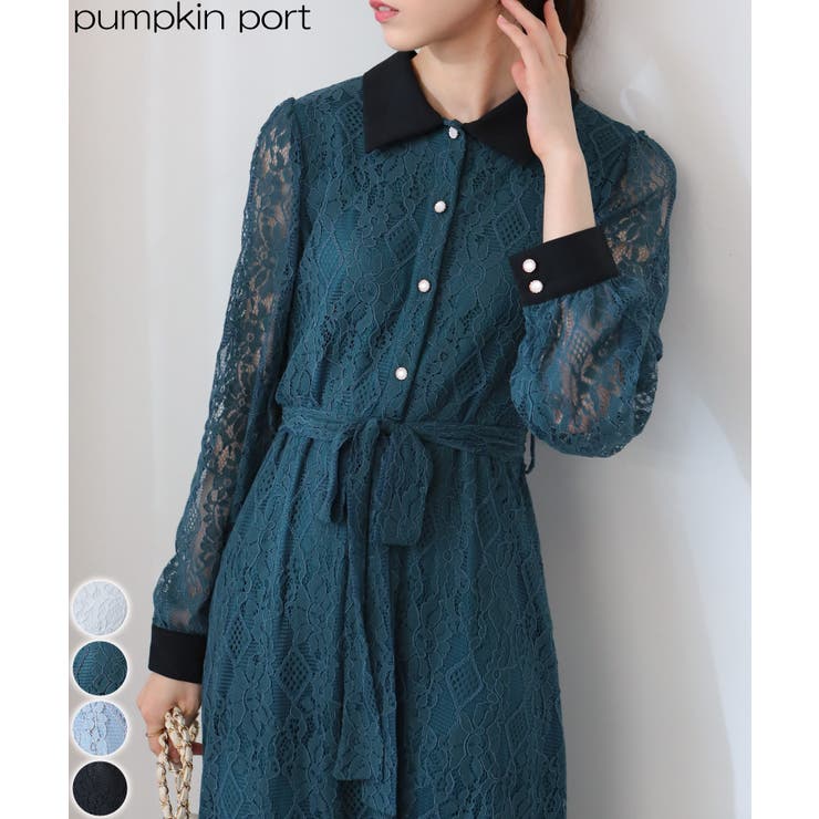 Pumpkin Port 総レース クレリック 長袖 ロングワンピース きれいめ レディースワンピース 韓国 お呼ばれにもピッタリ 人気商品 ワンピース・ドレス