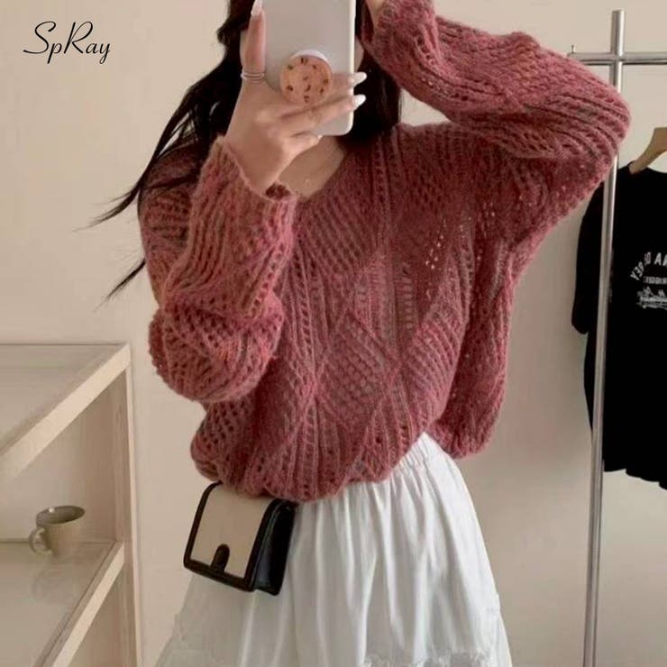 SpRay MIXすかしニット トップス