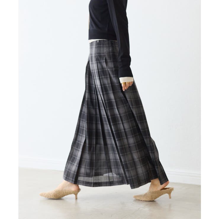 【10％OFFクーポン！11/27(木)1:59まで】PAL GROUP OUTLET 【RIVE DROITE】シアーチェックプリーツSK スカート