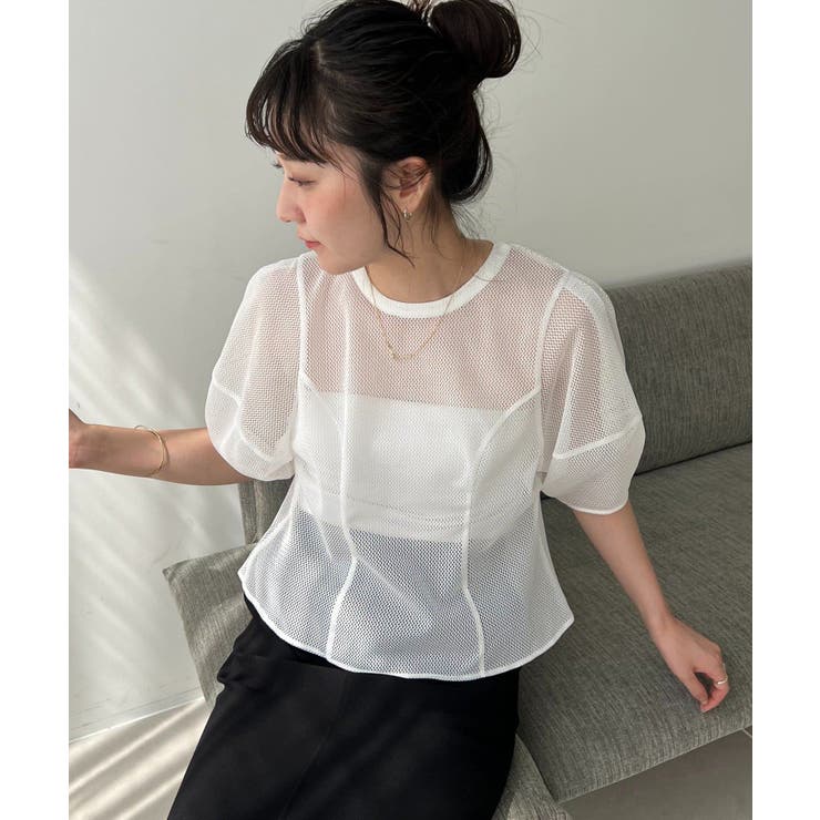 【20％OFFクーポン！11/20(木)限定！】PAL GROUP OUTLET 【CAPRICIEUX LE'MAGE】メッシュパフフレアTOPS トップス