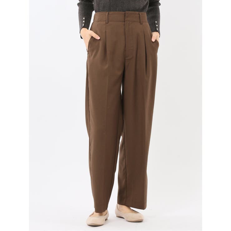 TAKA-Q WOMEN ストレッチ ワンタック ワイドパンツ パンツ・ズボン