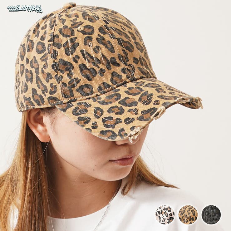 ONE 4 PREMIUM ダメージキャップ ユニセックス 帽子 レディース 綿100 ベースボールキャップ ヒョウ柄 レオパード 総柄 ローキャップ カーブバイザー 春 夏 秋 冬 韓国ファッション ストリート系 ブランド ストリートファッション 帽子