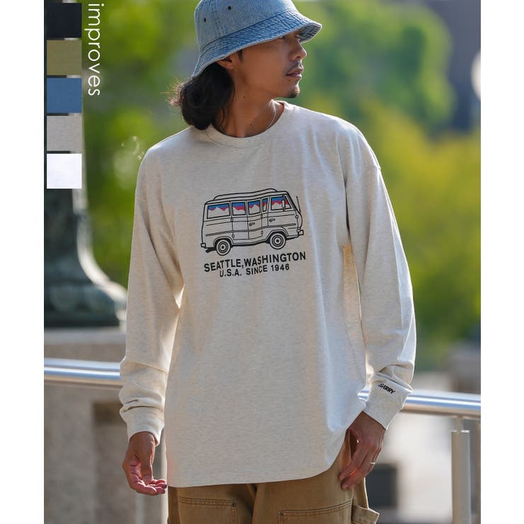 【10%OFFクーポン!11/27(木)1:59まで】improves 長袖Tシャツ メンズ GERRY ジェリー 別注プリント カットソー バン プリント ロ...