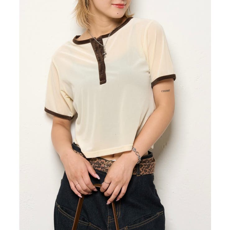 PAL GROUP OUTLET 【WHO'S WHO gallery】リンガーベロアヘンリートップス トップスのサムネイル