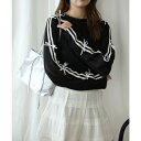 HOOK 【HOOK】for girls 袖リボンライン透かしカットソー トップス