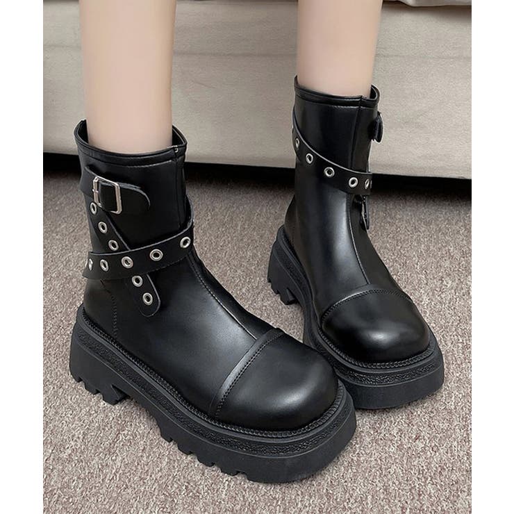 【10%OFFクーポン!11/27(木)1:59まで】Miniministore 厚底ショートブーツレディースベルトブーツ シューズ・靴