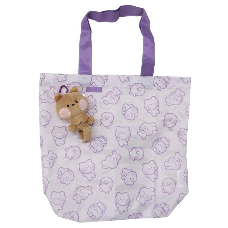 【10％OFFクーポン！1/29(木)1:59まで】cinemacollection LINE FRIENDS minini ショッピングバッグ マスコット付きエコバッグ ブニニ サンタン ぬいぐるみショッピングバッグ お買い物かばん キャラクター グッ