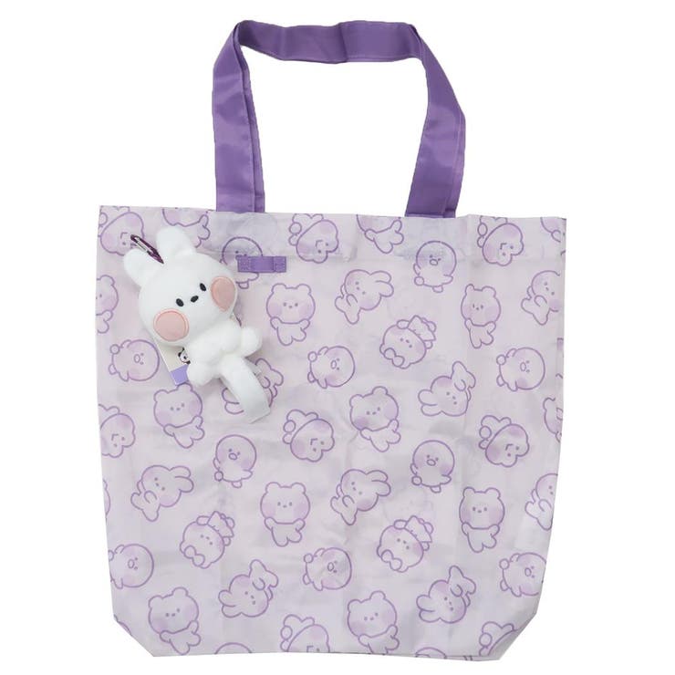 cinemacollection LINE FRIENDS minini ショッピングバッグ マスコット付きエコバッグ コニニ サンタン ぬいぐるみショッピングバッグ お買い物かばん キャラクター グッズ バッグ・鞄
