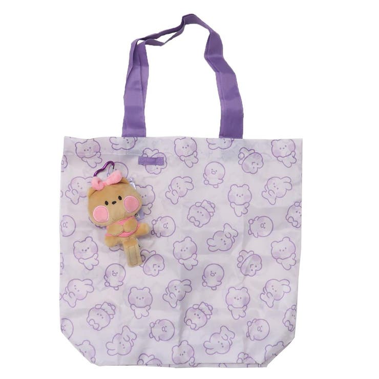 cinemacollection LINE FRIENDS minini ショッピングバッグ マスコット付きエコバッグ チョニニ サンタン ぬいぐるみショッピングバッグ お買い物かばん キャラクター グッズ バッグ・鞄