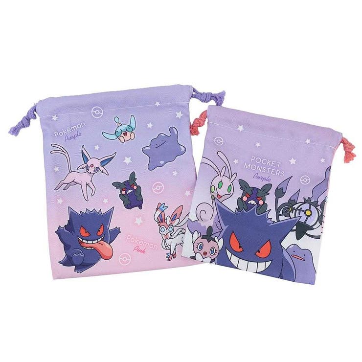 cinemacollection ポケットモンスター 巾着袋 2P巾着セット グラデーション パープル＆ピンク ポケモン ティーズファクトリー 巾着ポーチ 収納袋 キャラクター グッズ バッグ・鞄