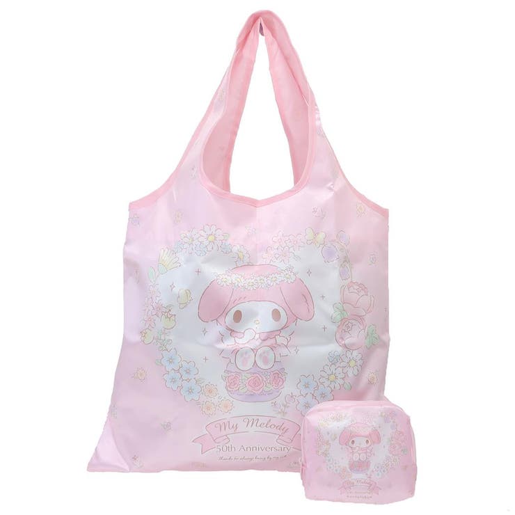 【10％OFFクーポン！11/27(木)1:59まで】cinemacollection マイメロディ ショッピングバッグ サテンエコバッグ 50th 6309 サンリオ ヤスダ通商 お買い物かばん 収納ポーチ付き キャラクター グッズ バッグ・鞄