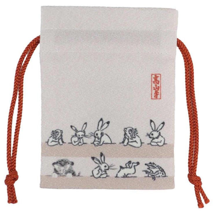 【10％OFFクーポン！2/23(月)1:59まで】cinemacollection 鳥獣戯画Xトラりん ミニ巾着袋 豆巾着 PK マリモクラフト まめきんちゃく 小物入れ キャラクター グッズ バッグ・鞄