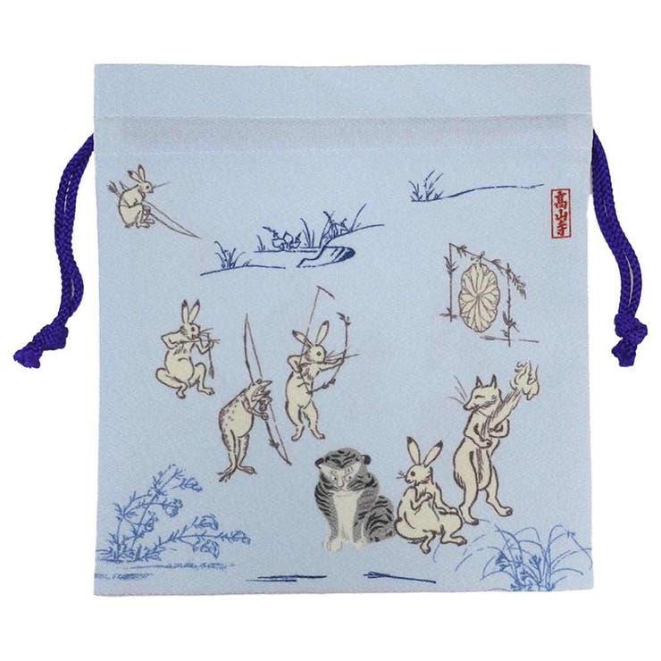 【10％OFFクーポン！2/23(月)1:59まで】cinemacollection 鳥獣戯画Xトラりん 巾着袋 巾着M BL マリモクラフト 小物入れ キャラクター グッズ バッグ・鞄