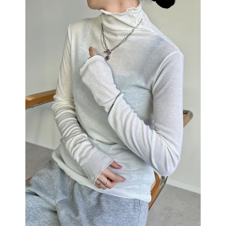 Re:EDIT 無地or配色シアーフライスハイネックトップス トップス shoplistselect-10355815 SHOPLIST サンプル画像2