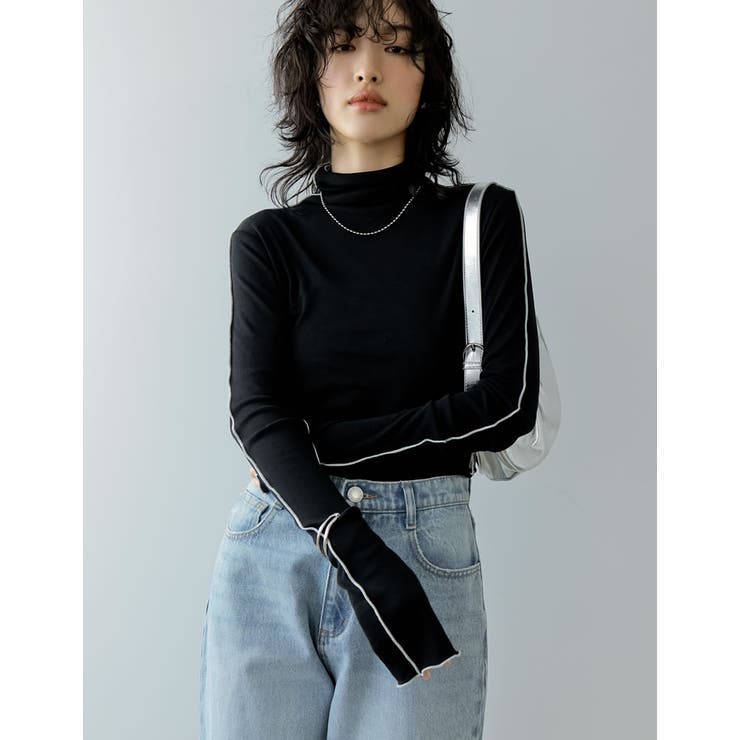 Re:EDIT 無地or配色シアーフライスハイネックトップス トップス shoplistselect-10355815 SHOPLIST サンプル画像3