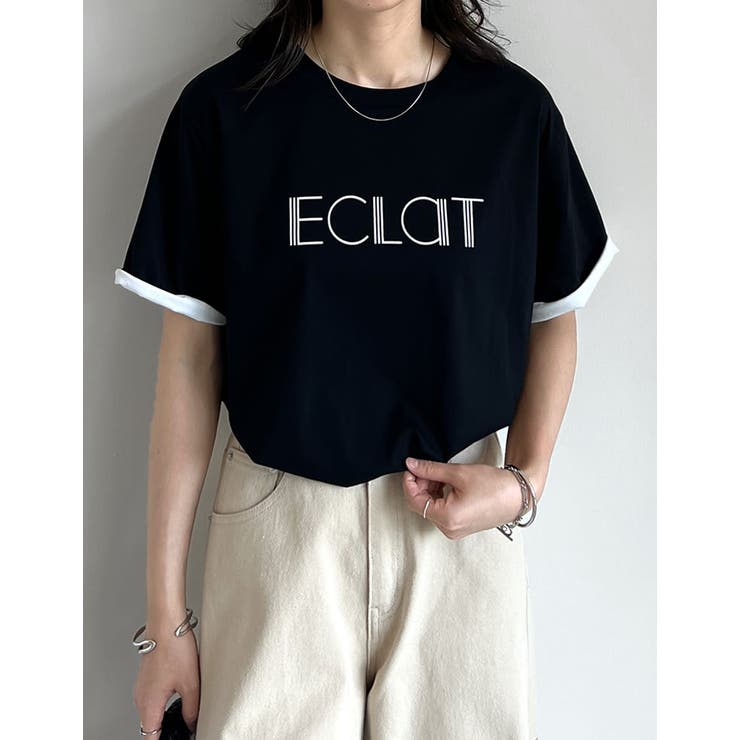 【エントリーでP10倍！9日(金)1:59まで】Re:EDIT [2025 SUMMER COLLECTION][接触冷感]配色スリーブ半袖ロゴTシャツ トップス shoplistselect-10355816 SHOPLIST サンプル画像2