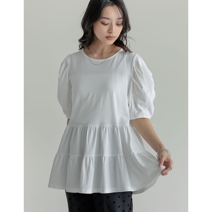 Re:EDIT [接触冷感][UVカット][紫外線対策]パフスリーブティアードカットソーチュニック トップス shoplistselect-10355886 SHOPLIST サンプル画像3
