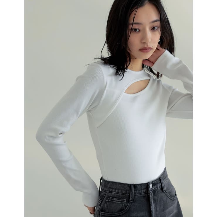 Re:EDIT ストレッチリブカットアウトデザイントップス トップス shoplistselect-10355885 SHOPLIST サンプル画像2