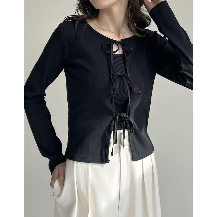 Re:EDIT ストレッチリブ前後2WAYリボンデザイントップス トップス shoplistselect-10355890 SHOPLIST サンプル画像3