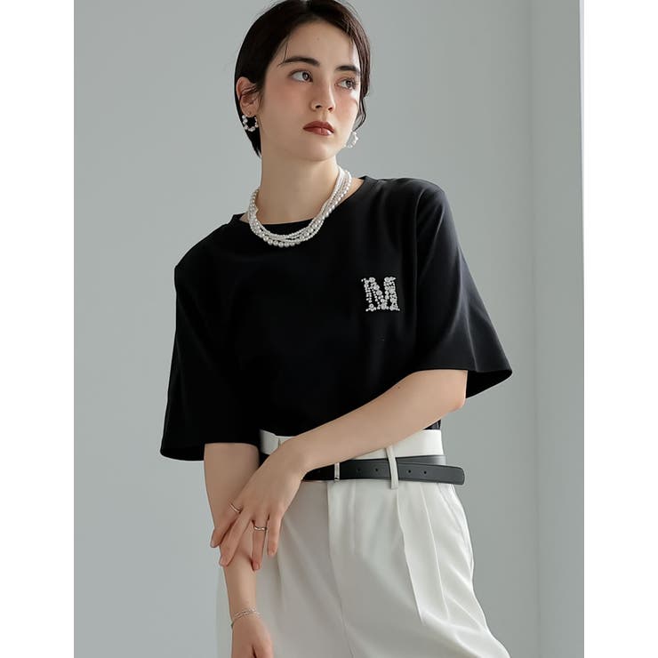 Re:EDIT [2025SS COLLECTION][MEISM by Re:EDIT][UVカット][吸水][速乾]スムースコットンMロゴビジューモチーフTシャツ トップス shoplistselect-10355893 SHOPLIST サンプル画像3