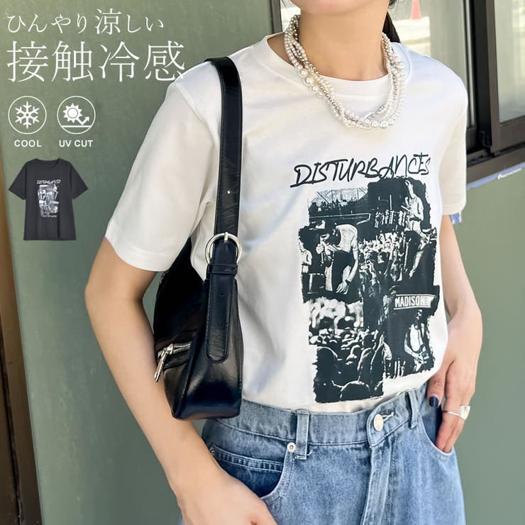 【10％OFFクーポン！11/27(木)1:59まで】Re:EDIT [接触冷感][UVカット]モノトーンロックバンドTシャツ トップス