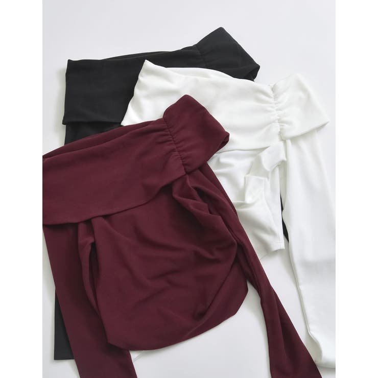 Re:EDIT ストレッチリブカットソーギャザーオフショルトップス トップス shoplistselect-10355928 SHOPLIST サンプル画像2
