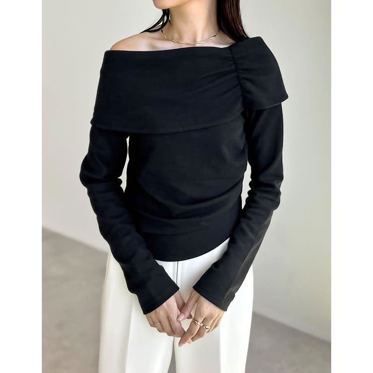 Re:EDIT ストレッチリブカットソーギャザーオフショルトップス トップス shoplistselect-10355928 SHOPLIST サンプル画像3
