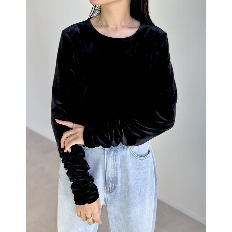 Re:EDIT ベロアクルーネック袖ギャザートップス トップス shoplistselect-10355931 SHOPLIST サンプル画像3