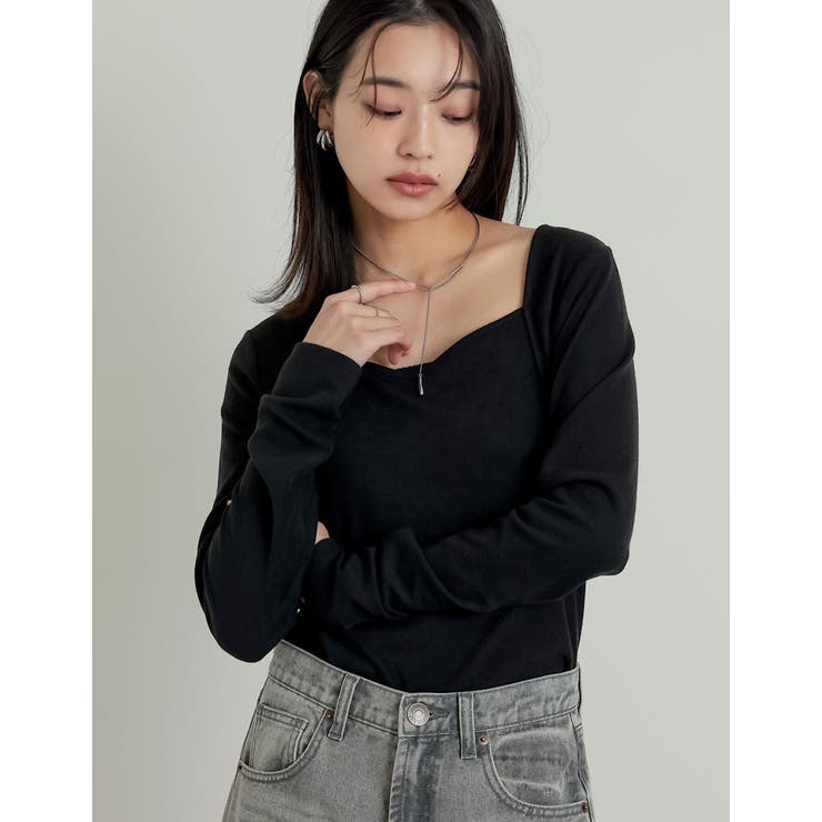Re:EDIT スムースリブハートネックロングTシャツ トップス shoplistselect-10355934 SHOPLIST サンプル画像3